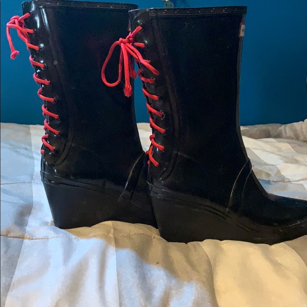 Black wedge Hunter Boots